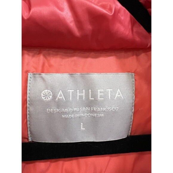 ATHLETA Lofty Down Puffer Jacket Full Zip Coat Jacket Size Large  Pink /orange - Picture 7 of 10